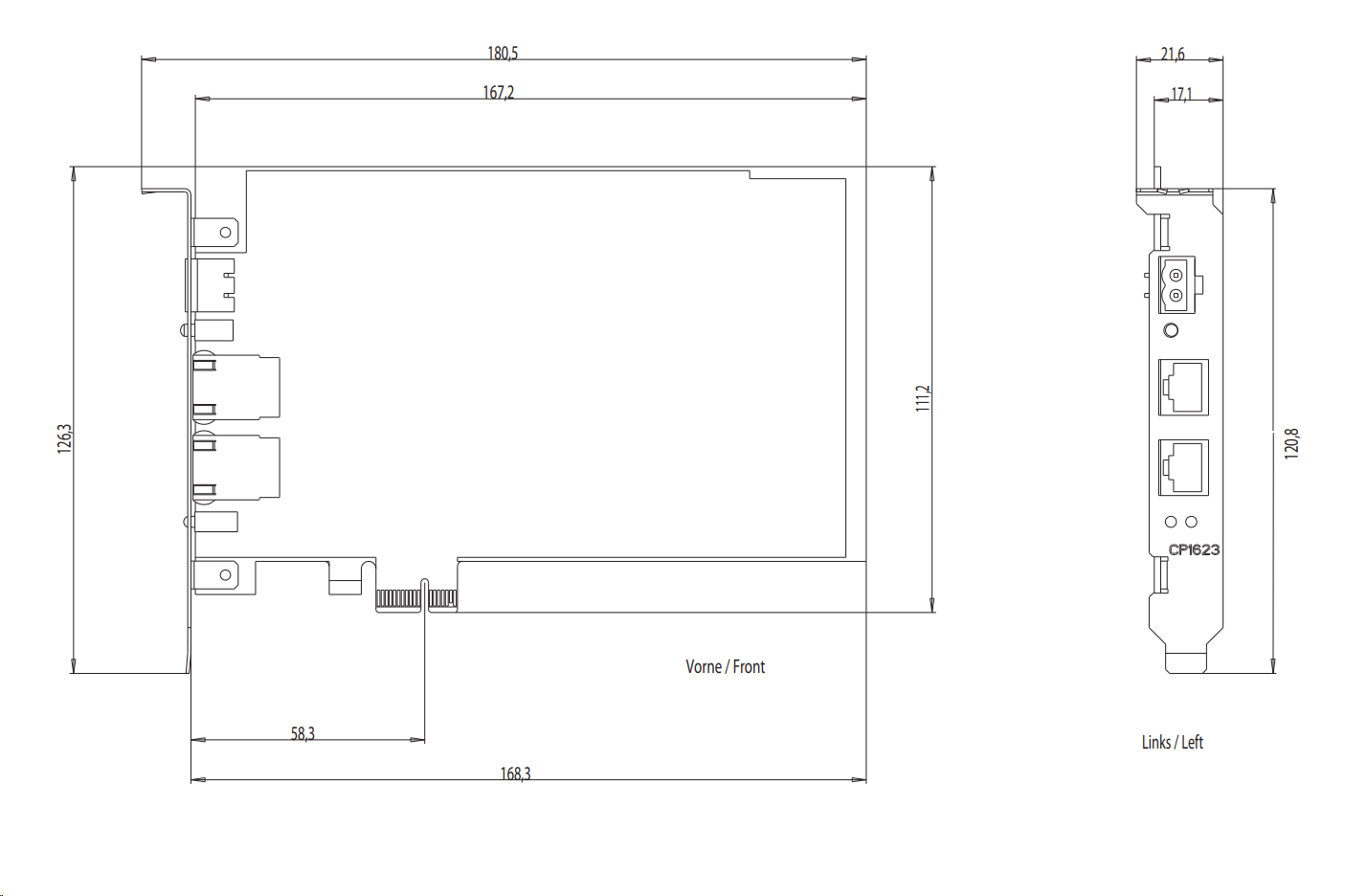 Komunikační procesor CP 1623 PCIe X1, připojení Ind. Ethernet