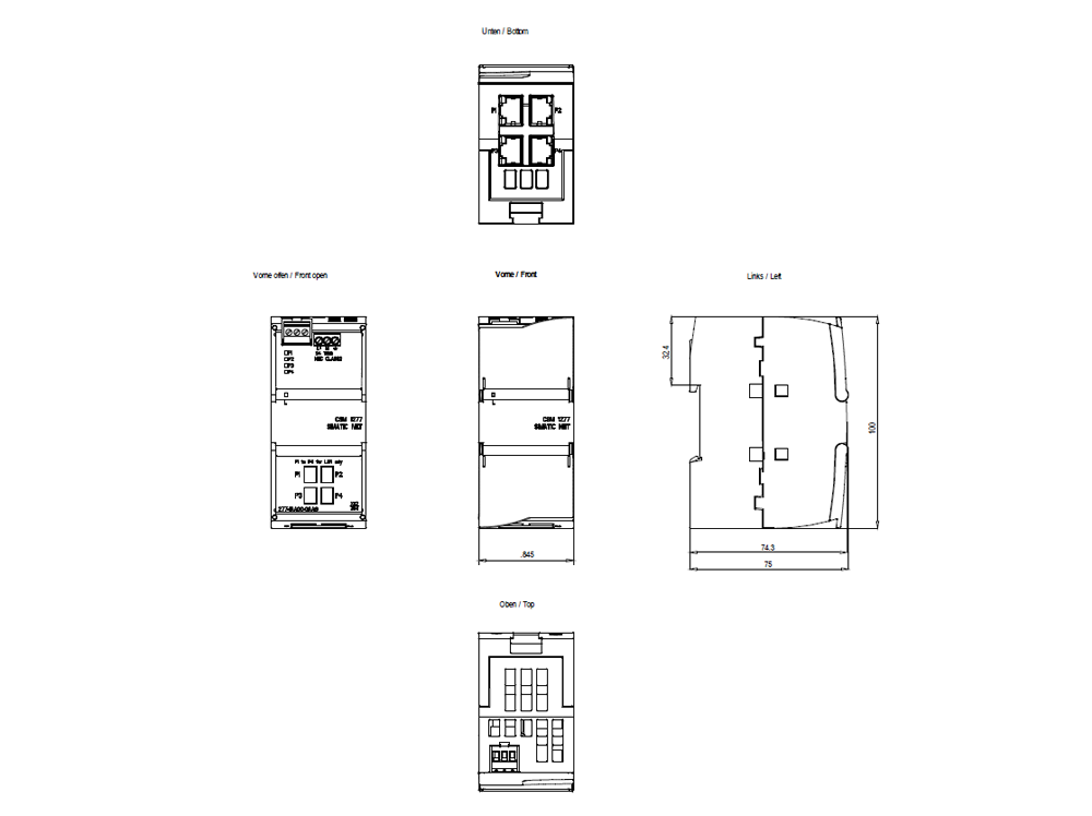 SCALANCE CSM 1277, nekonfigurovatelný switch, 4x RJ45
