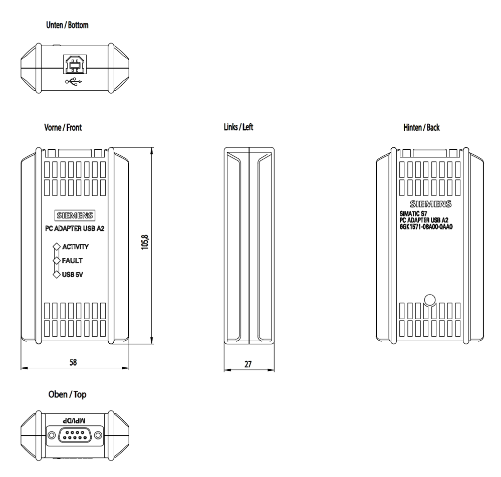 6GK1571-0BA00-0AA0 PC adaptér USB A2, pro připojování PG/PC/notebooku k SIMATIC S7 přes PROFIBUS