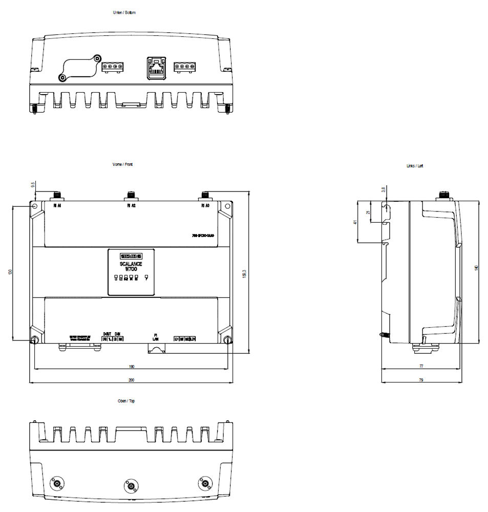 IWLAN, přístupový bod 450 Mbit/s, RJ45, 1x radio, 3xR-SMA, zásuvný slot