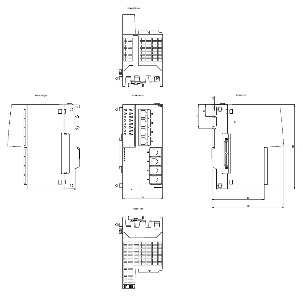 PE408 Port Extender, 8x RJ45 rozšíření z XM-401