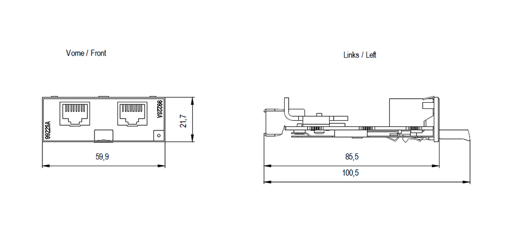 Modul médií MM992-2CU, 2x 1000 MBit/s RJ45