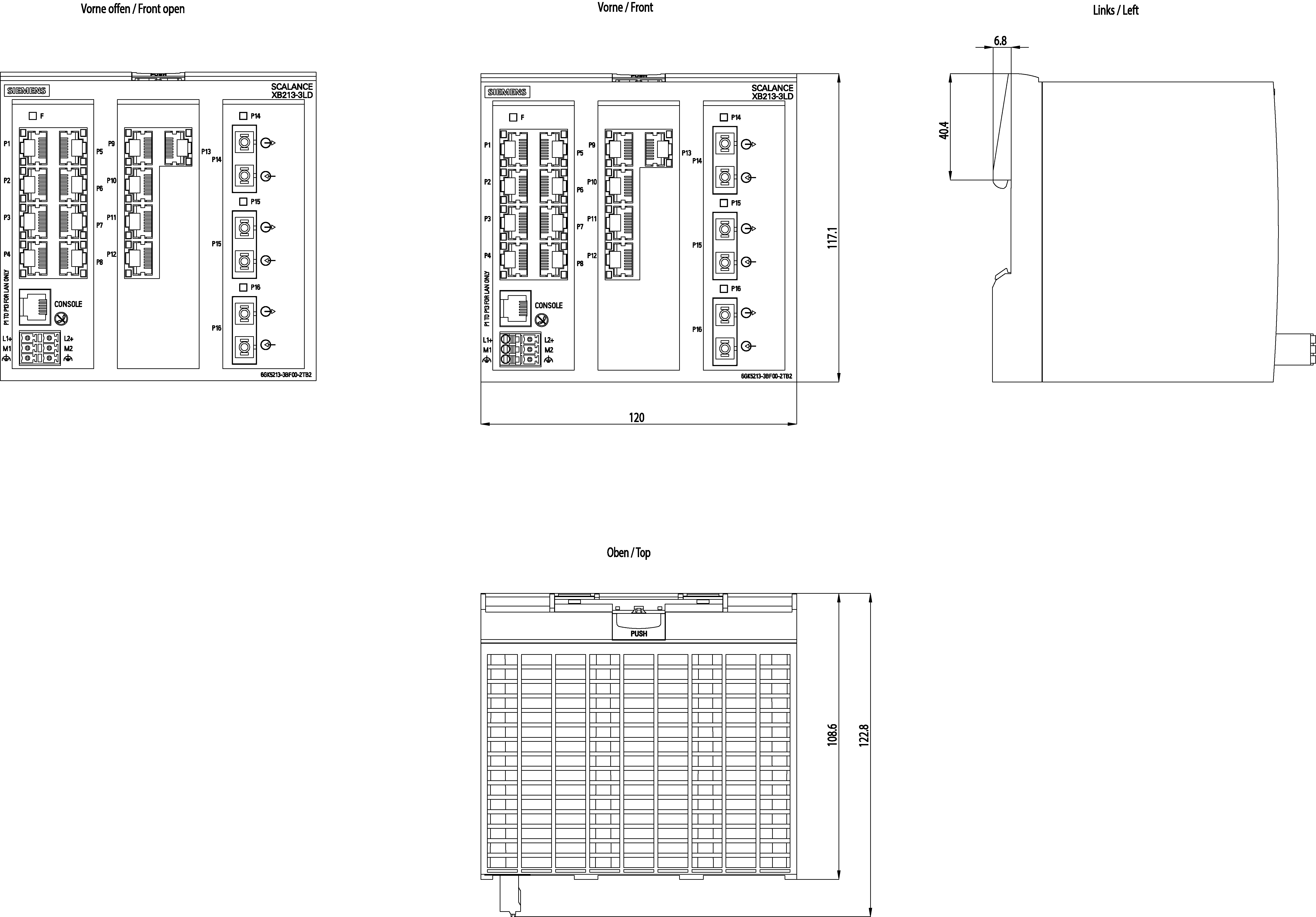 SCALANCE XB213-3LD, konfig. switch Layer 2, 13xRJ45, 3x singlem. SC, DEF: E/IP