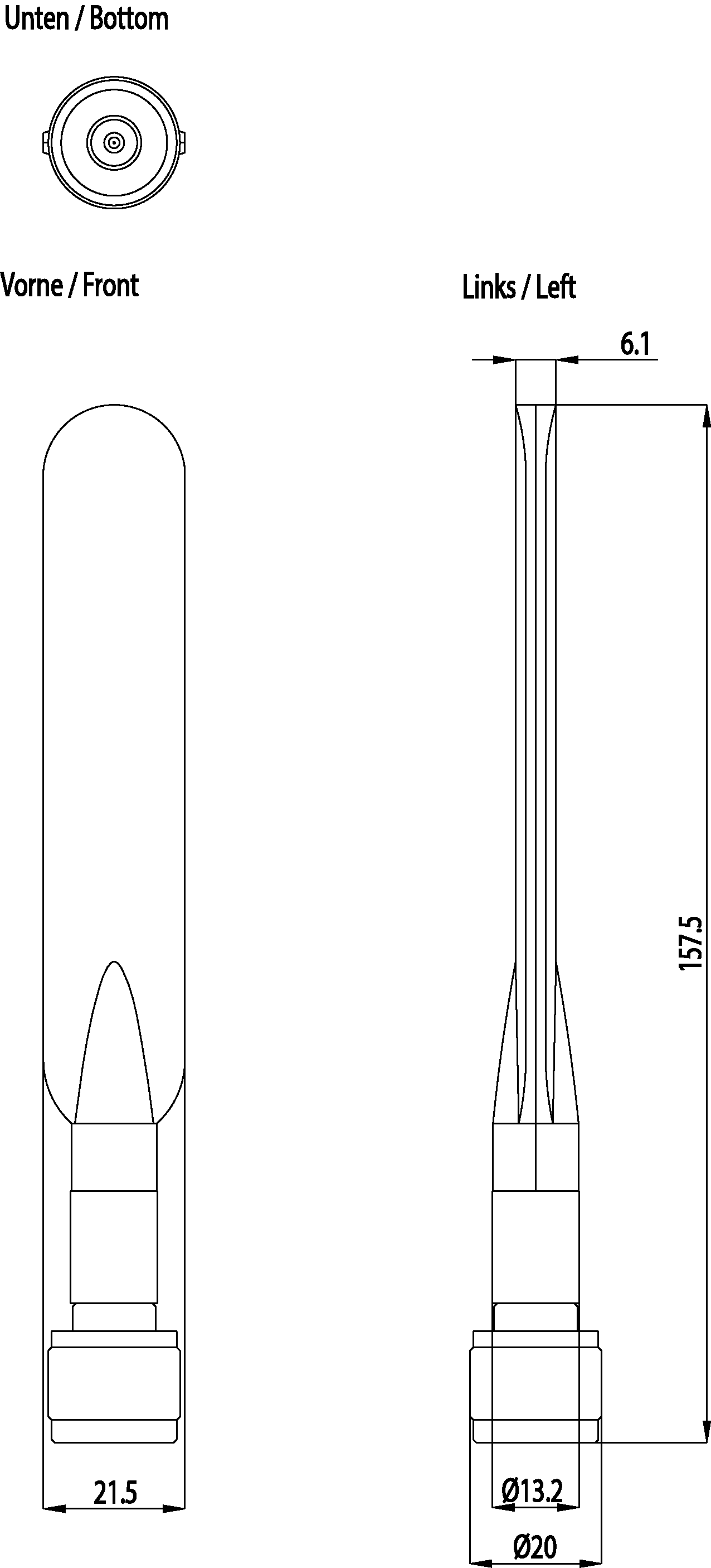 Anténa ANT 795-4MC, IWLAN, všesměrová, 2,4/5 GHz, 3/5 dBi, N-konekt. samec, IP65