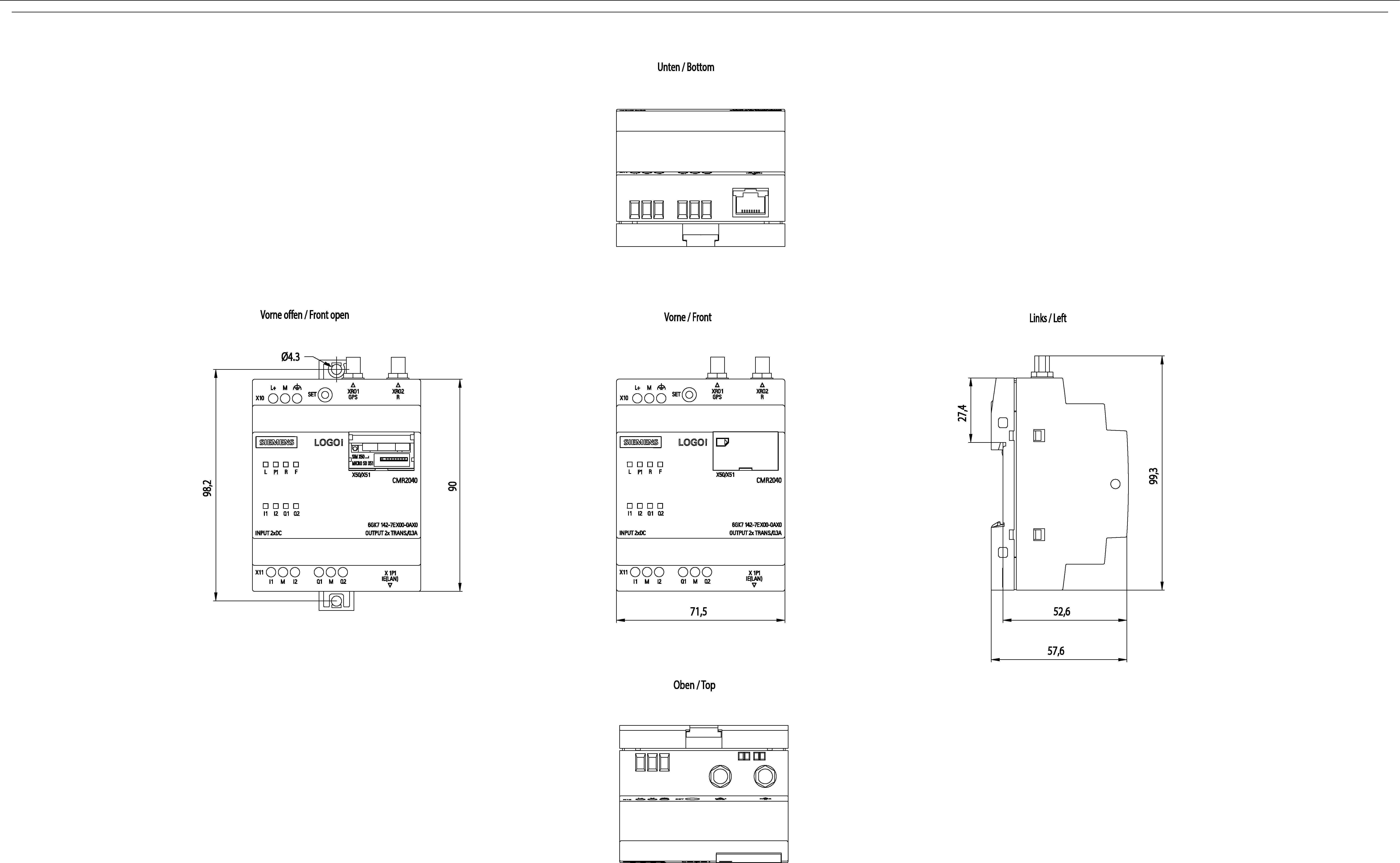 6GK7142-7EX00-0AX0 LOGO! komunikační modul CMR2040, připojení jednotky LOGO! na LTE