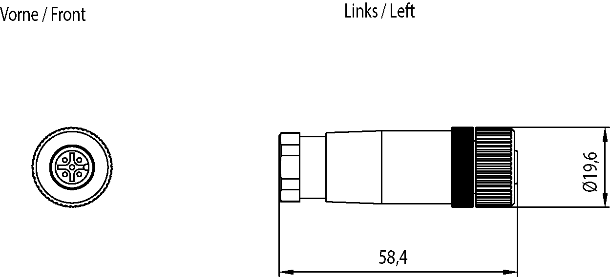 IE napájecí konektor M12 PRO, připojovací zásuvka pro SCALANCE W-700