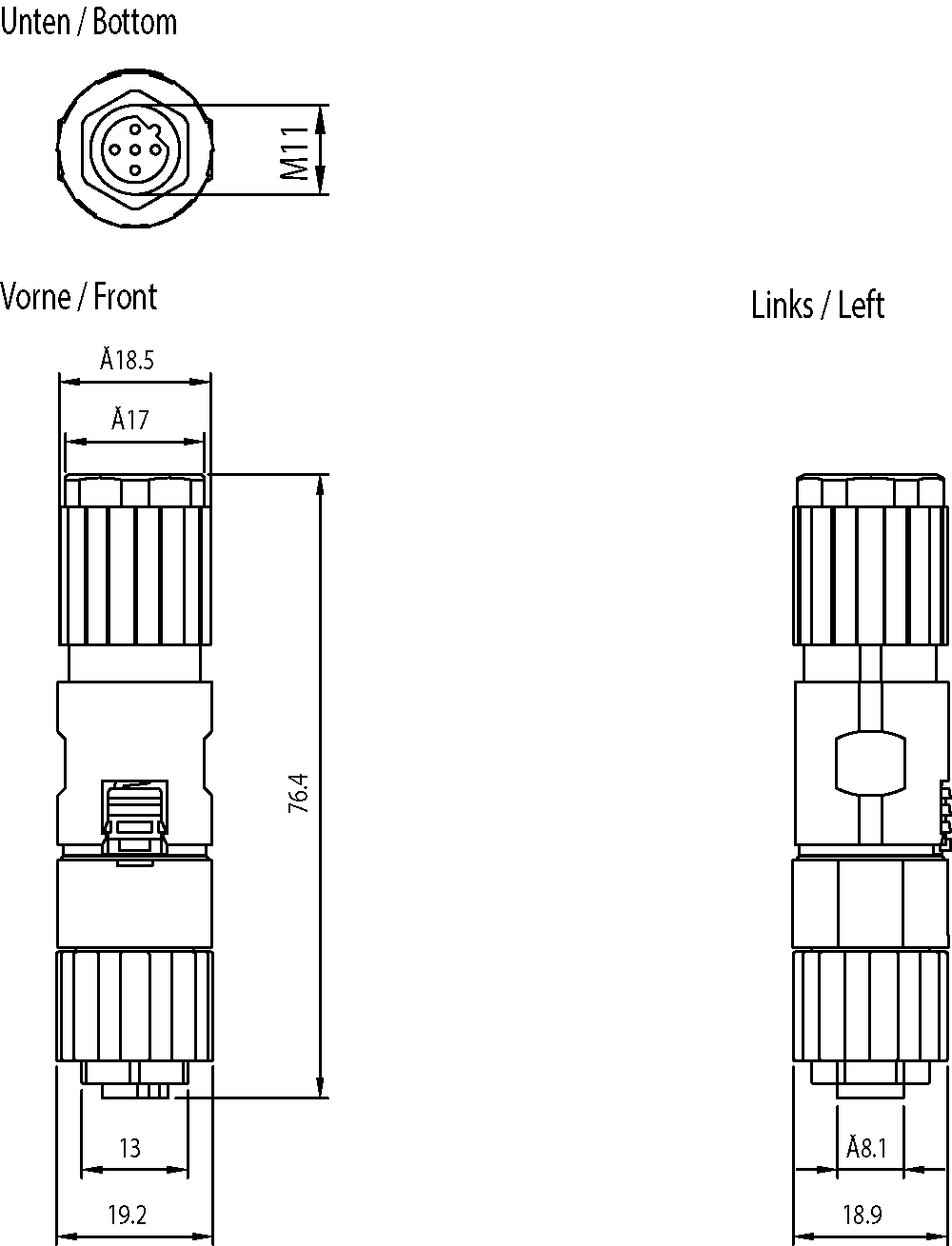 PB FC M12 kabelový konektor PRO, vidlice s typem přip. FC, zásuvková vložka 1ks