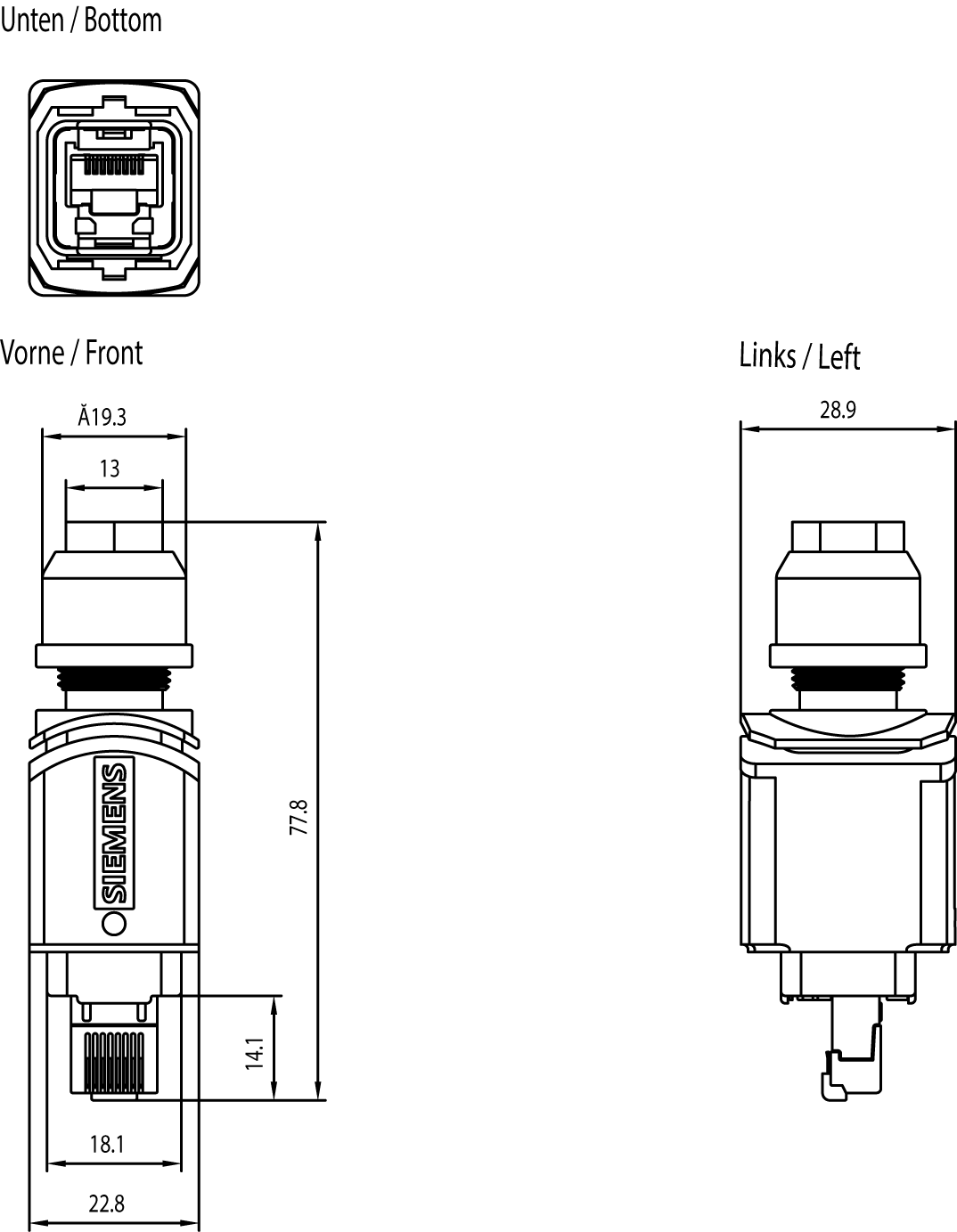 IE FC RJ45 Plug PRO 4x2, konektor FastConnect Push-Pull, IP65