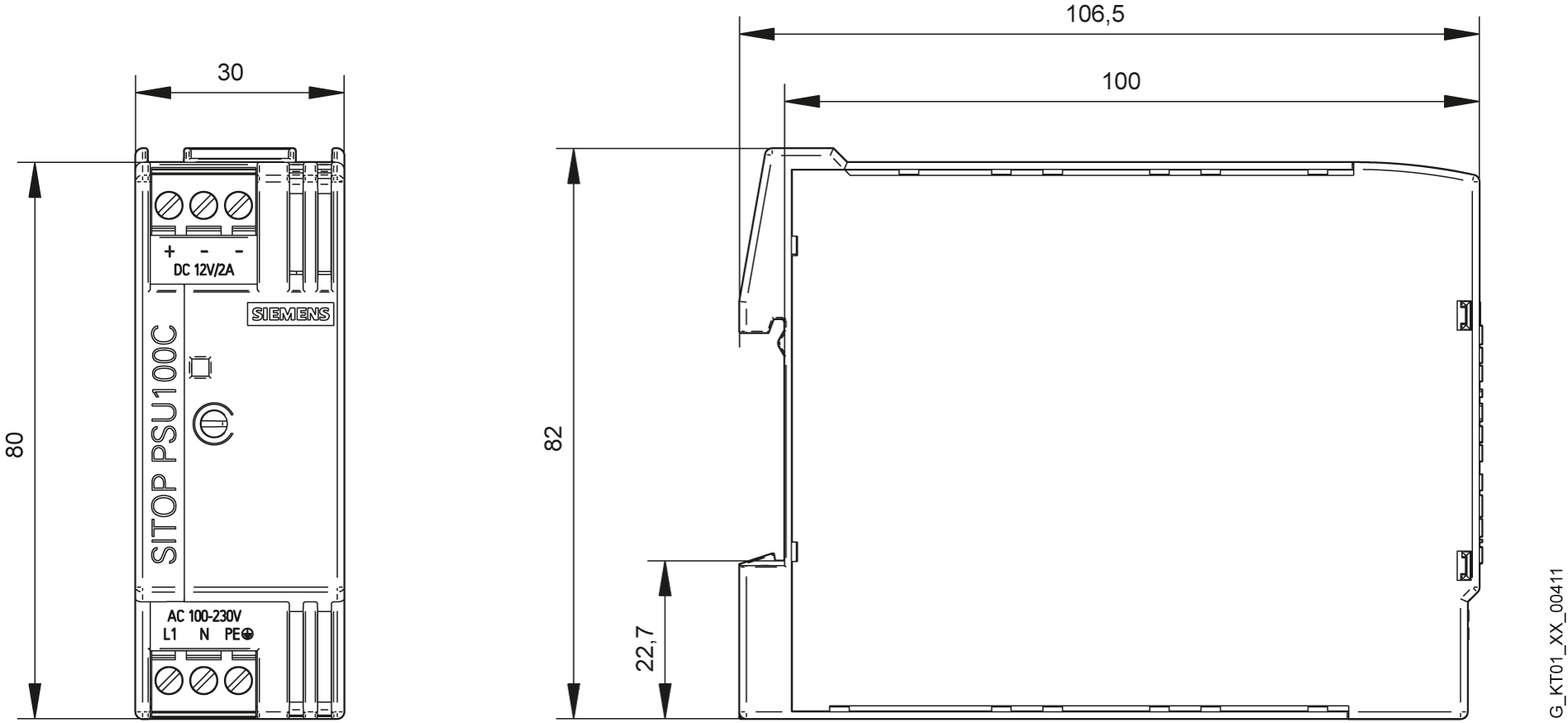 Napájecí zdroj SITOP PSU100C, 1fáz. DC 12 V/2 A