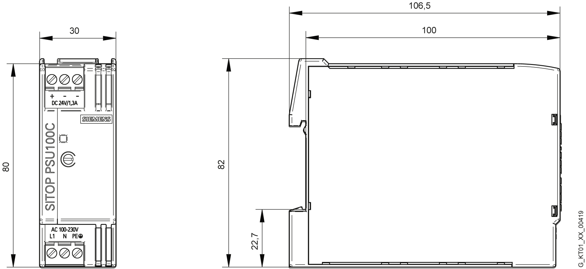 Napájecí zdroj SITOP PSU100C, 1fáz. DC 24 V/1,3 A