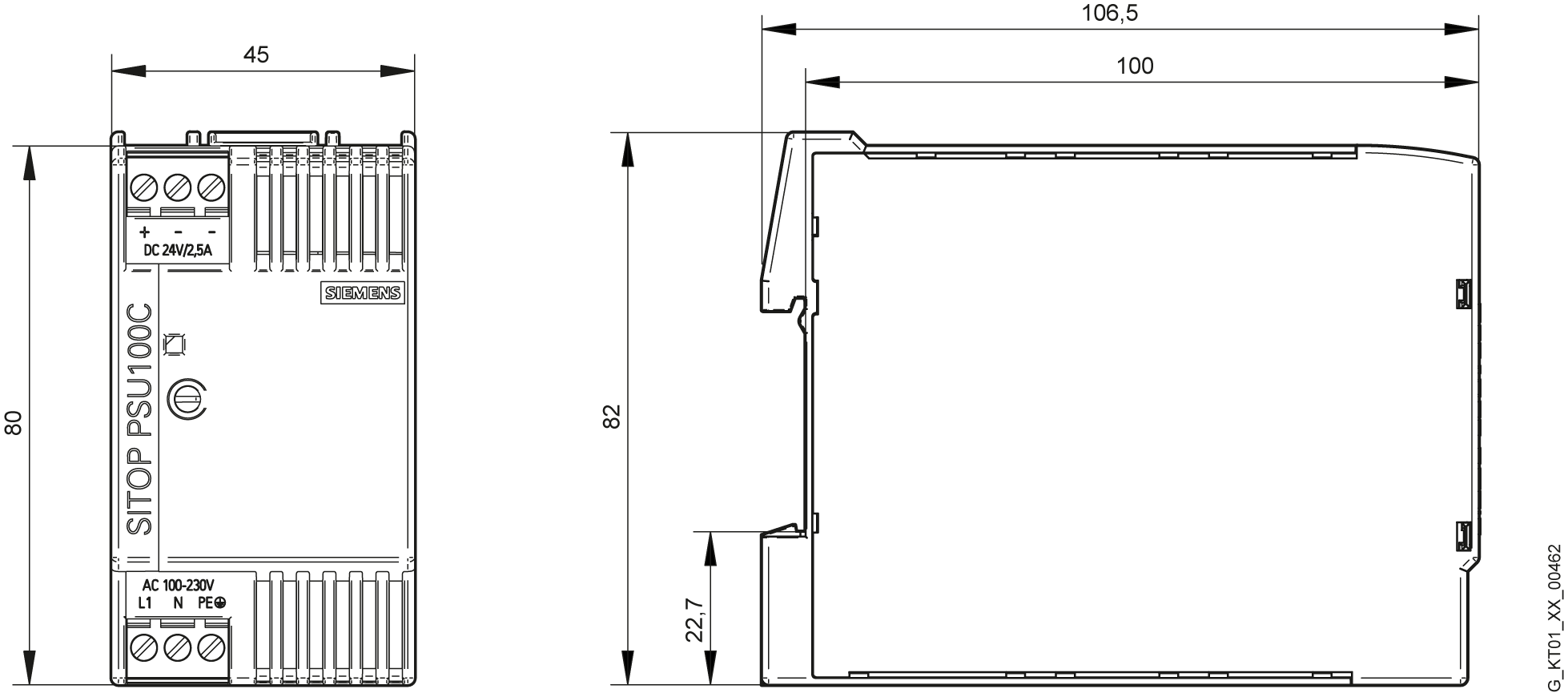 Napájecí zdroj SITOP PSU100C, 1fáz. DC 24 V/2,5 A