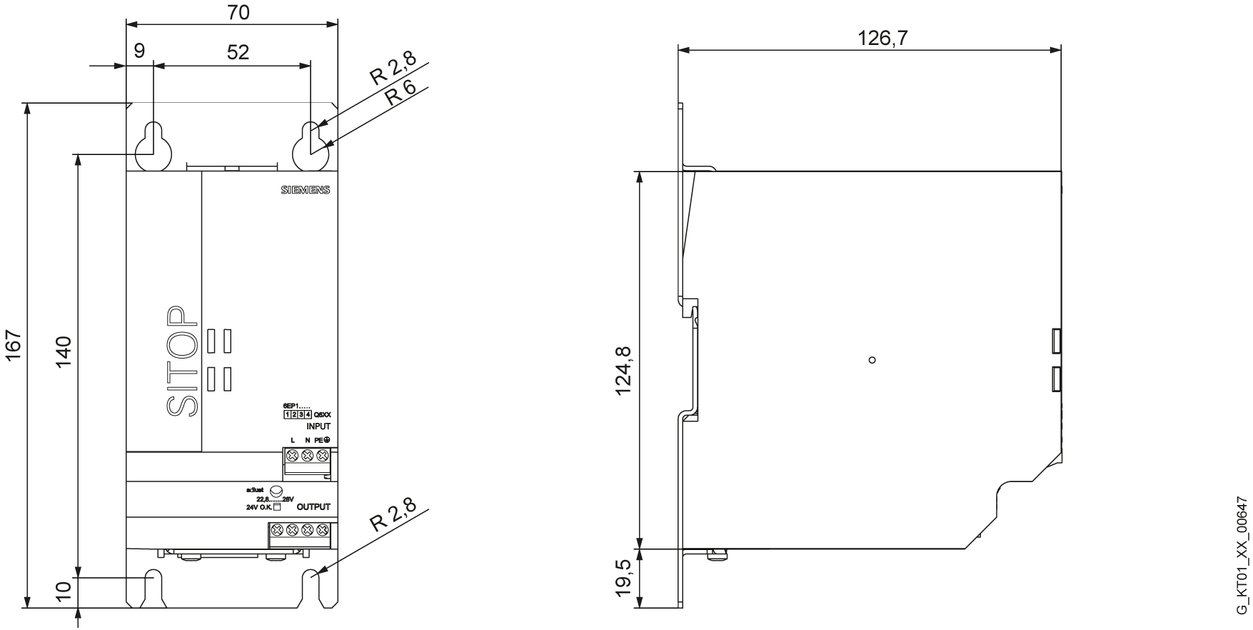 SITOP smart 240 W Stabilized power supply input: 120/230 V AC, output: DC 24 V/10 A Option for for wall mounting