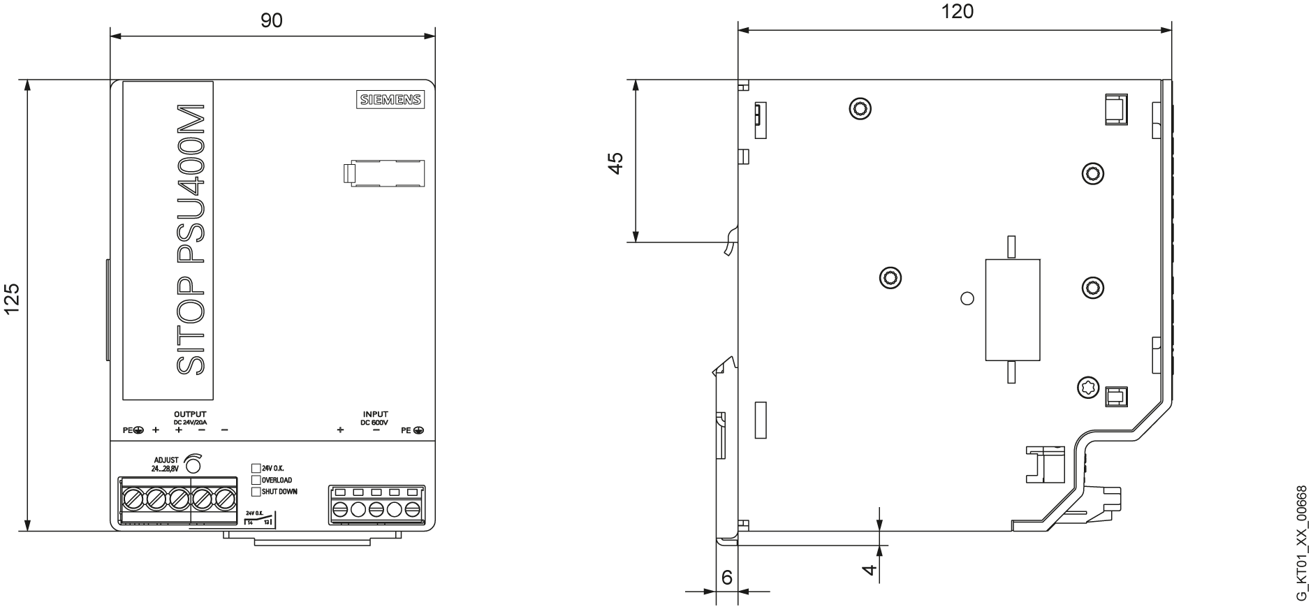 6EP1536-3AA00 Zdroj SITOP PSU400M DC/DC, 600 V DC, 24 V DC/20 A