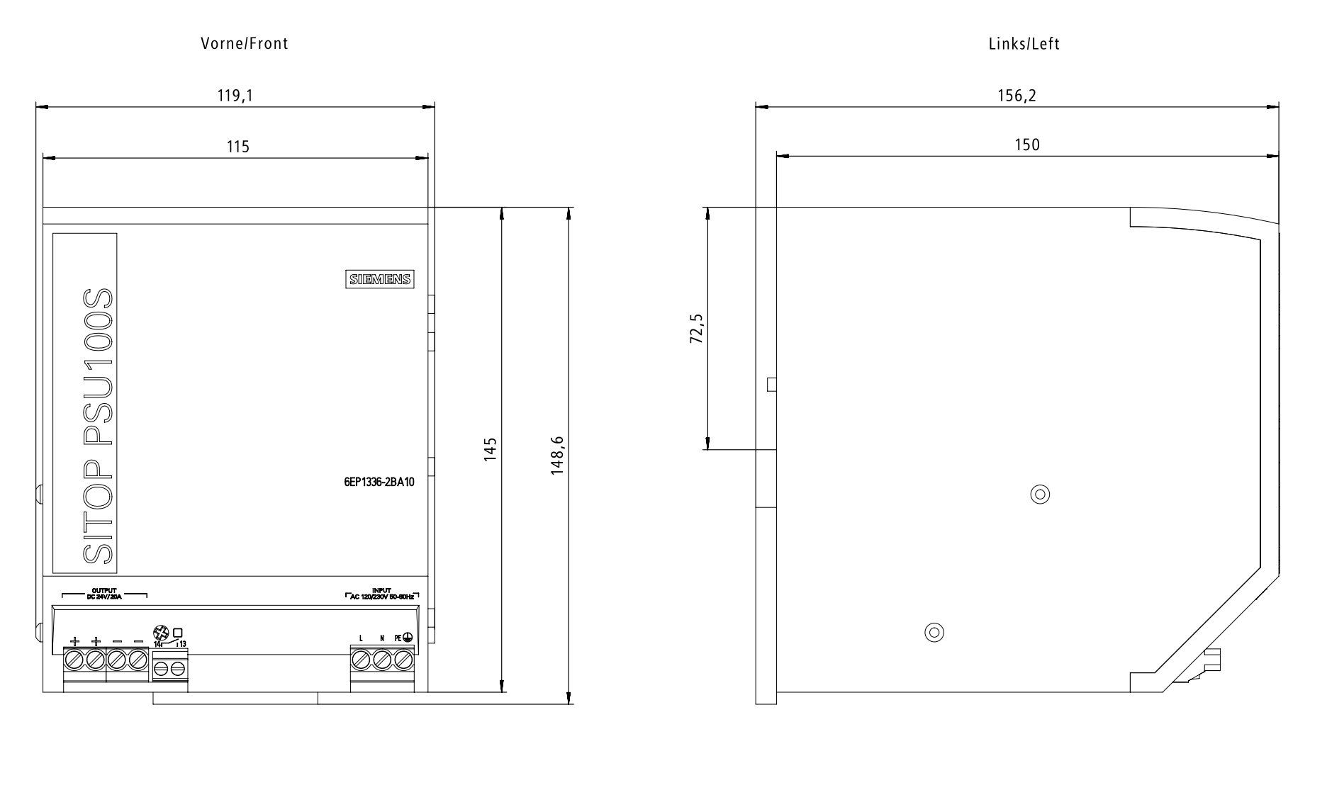 Zdroj SITOP PSU100S, jednofázový 24 V DC/20 A