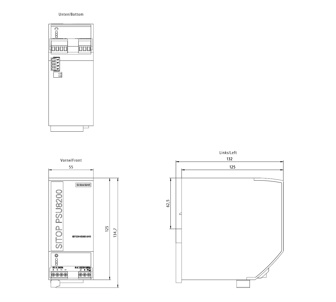 6EP3334-8SB00-0AY0 Zdroj SITOP PSU8200, jednofázový 24 V DC/10 A