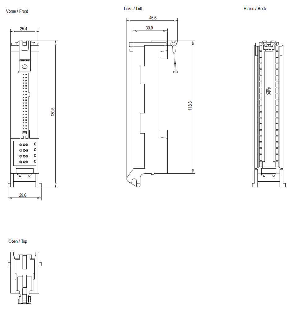 Front connector module for SIMATIC S7-1500, ana. IOs, 50-p. cable connect.