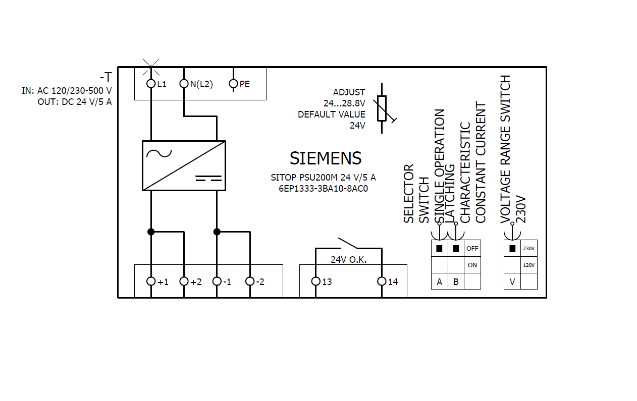Napájecí zdroj SITOP PSU200M, 1- a 2fáz. DC 24 V/5 A s ochranným nátěrem