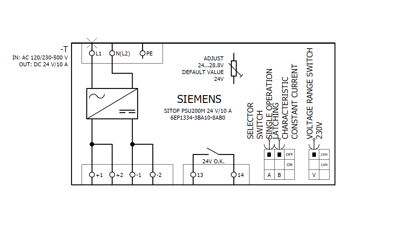 Napájecí zdroj SITOP PSU200M, 1- a 2fáz. DC 24 V/10 A s ochranným nátěrem