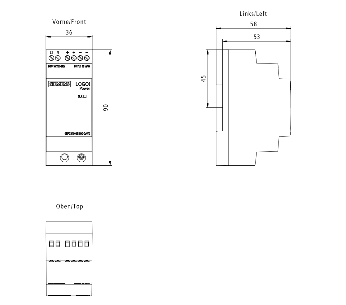 Zdroj LOGO!Power, jednofázový 5 V DC/3 A