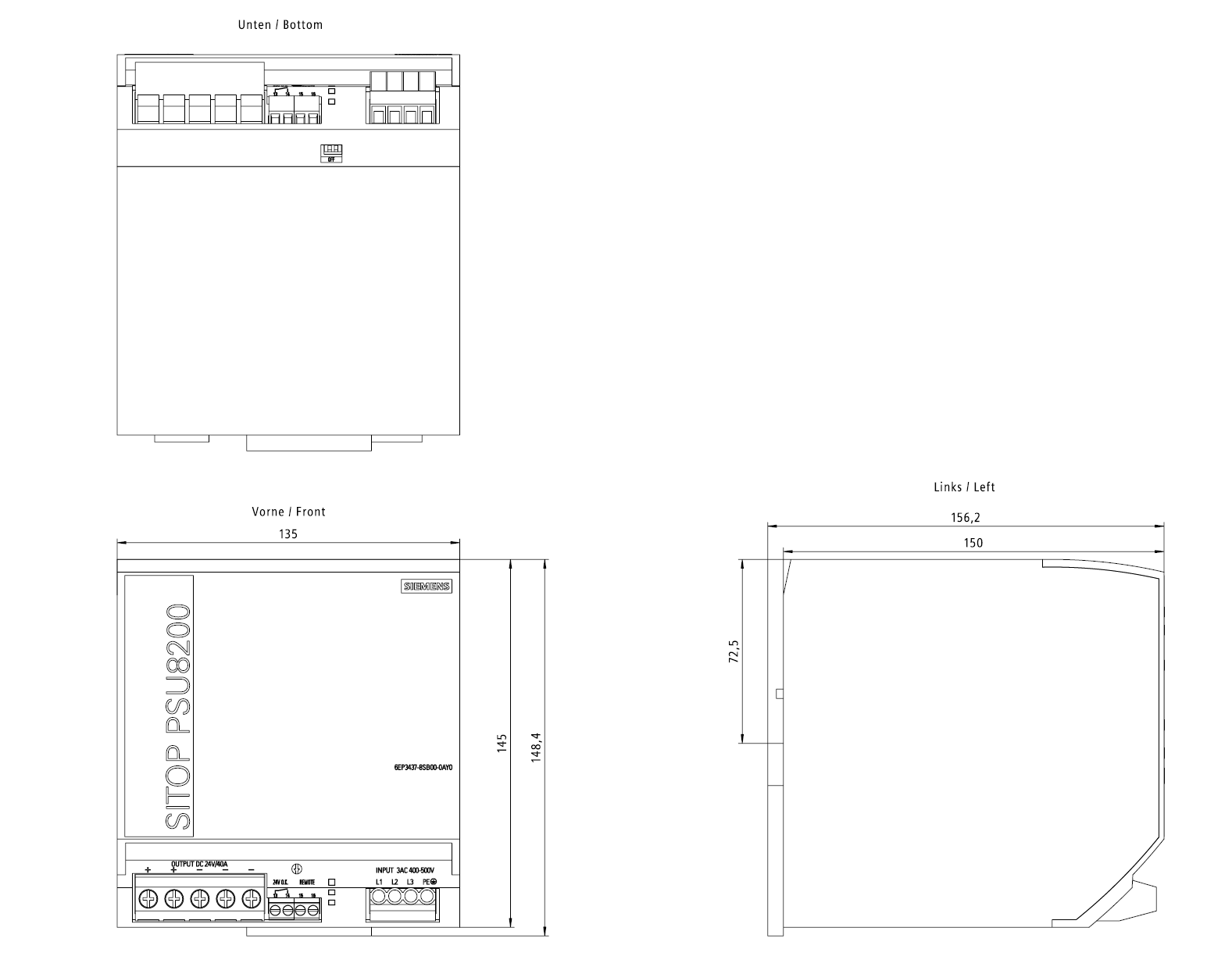 Zdroj SITOP PSU8200, 3-fázový 24 V DC/40 A