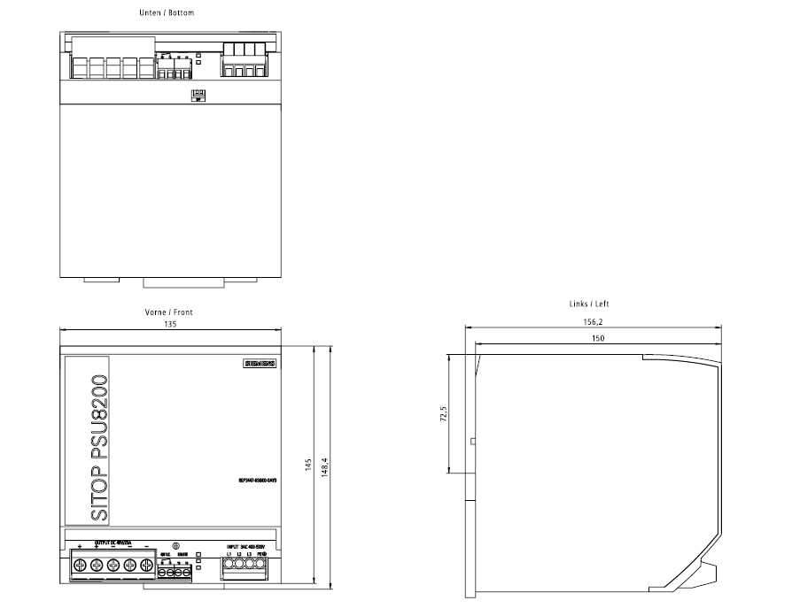 Zdroj SITOP PSU8200, 3-fázový 48 V DC/20 A