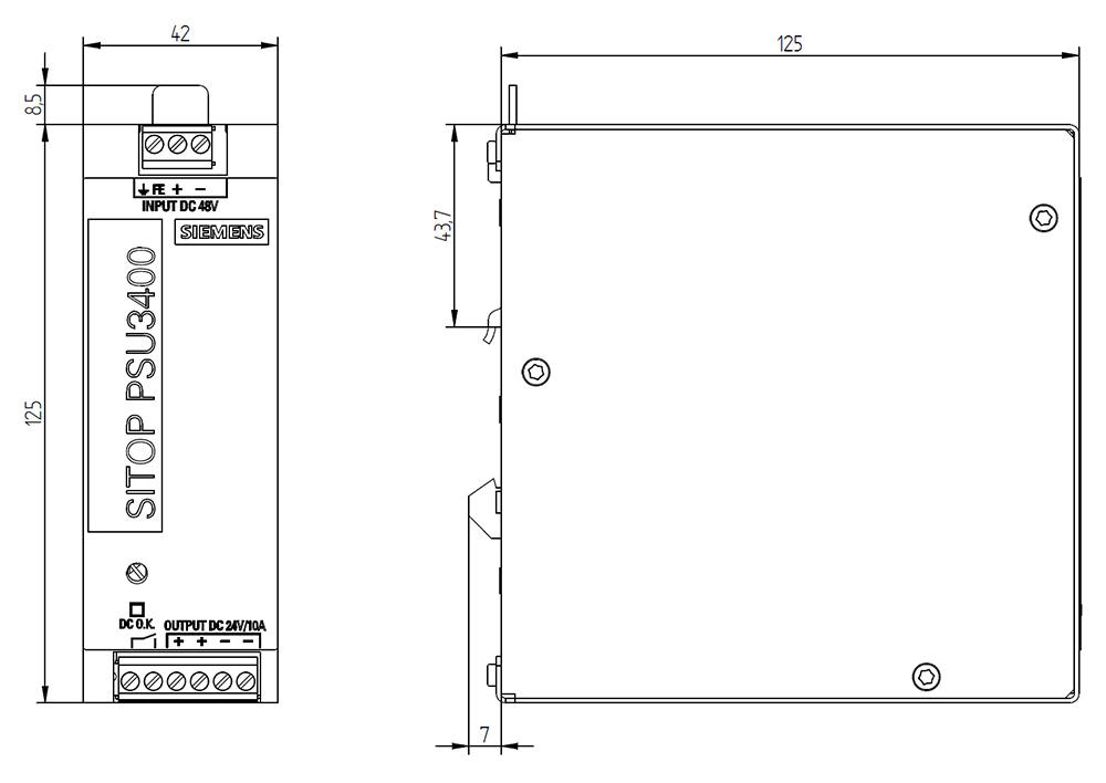 Napájecí zdroj SITOP PSU3400, DC 48 V/ DC 24 V/10 A