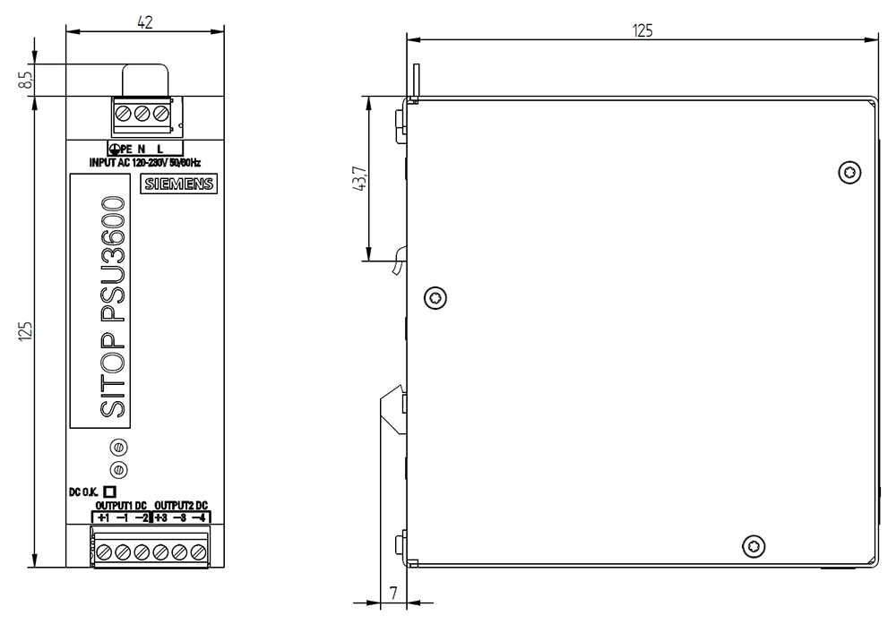 Napájecí zdroj SITOP PSU3600 dual, 1fáz. DC 2x15 V/3,5 A