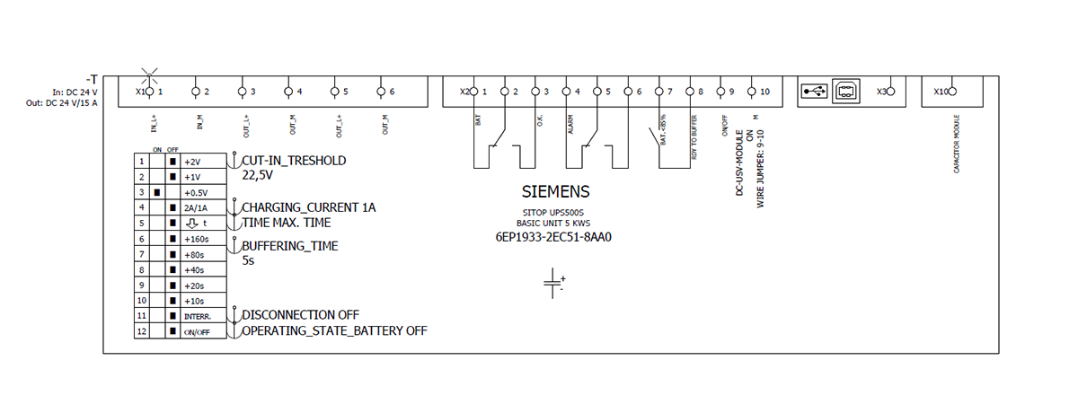Záložní napájecí zdroj SITOP UPS500S 5 kWs, 24 V DC/15 A s USB, Ex