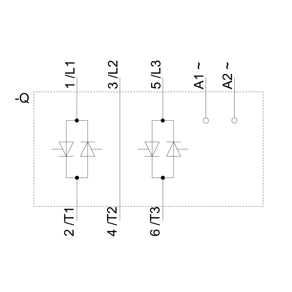 Polovodičový stykač 3RF3, 3fázový AC53 12,5A 40°C 48-480V/110-230V AC