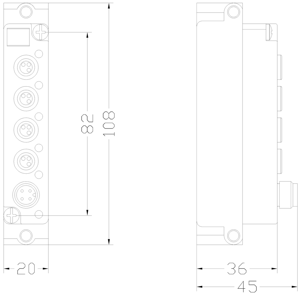 AS-I kompaktní modul K20A/B-Slave (Spec. 3.0), IP67 digitální, 4DA 4x výstup 1A