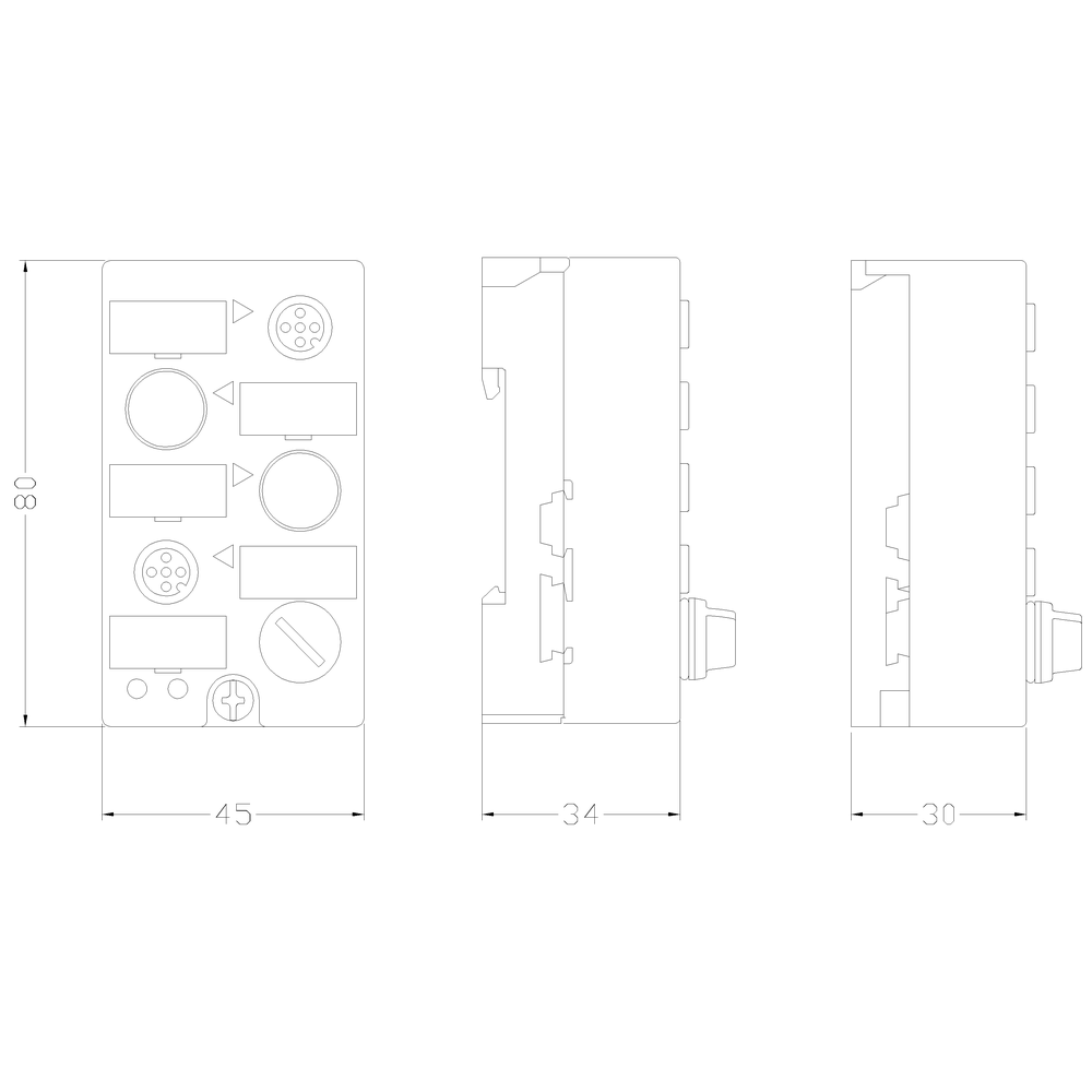 3RK1400-0GQ20-0AA3 AS-I kompaktní modul K45, digitální, 2x 1E/1A, IP67, 2x1 vstup/výstup zásuvka 2xM