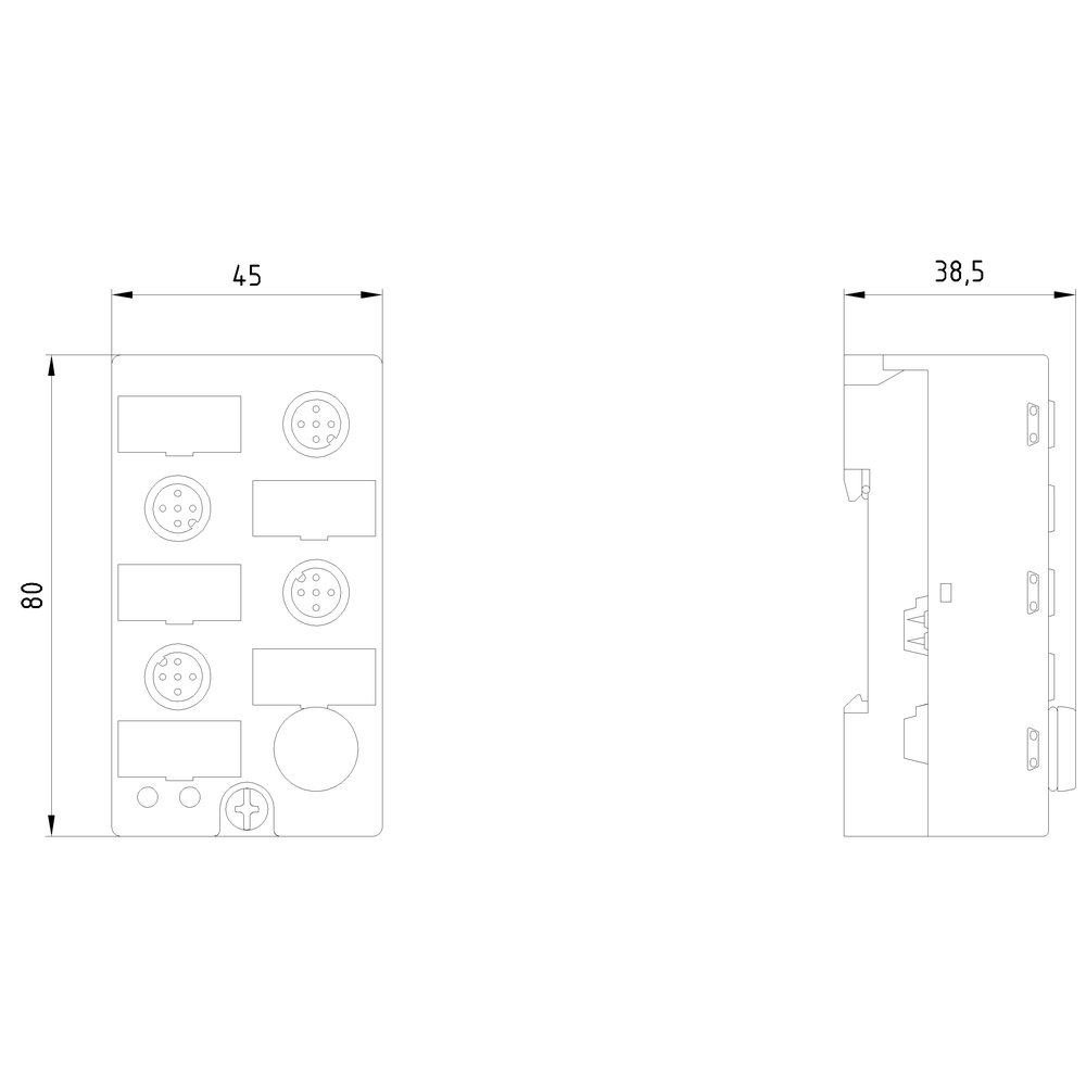 AS-Interface 4krát M12 vývod AS-Interface a U-AUX, 4xM12
