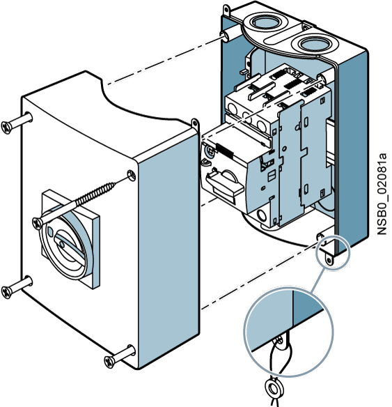 Těleso z izolačního materiálu IP55, N svorka a PE svorka, uzamykatelné v poloze O