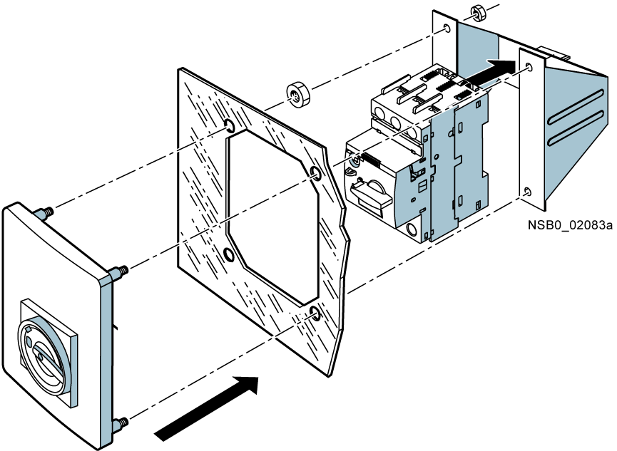 Čelní deska z izolačního materiálu IP55, otočný pohon konstrukční velikost S0, S2, S3