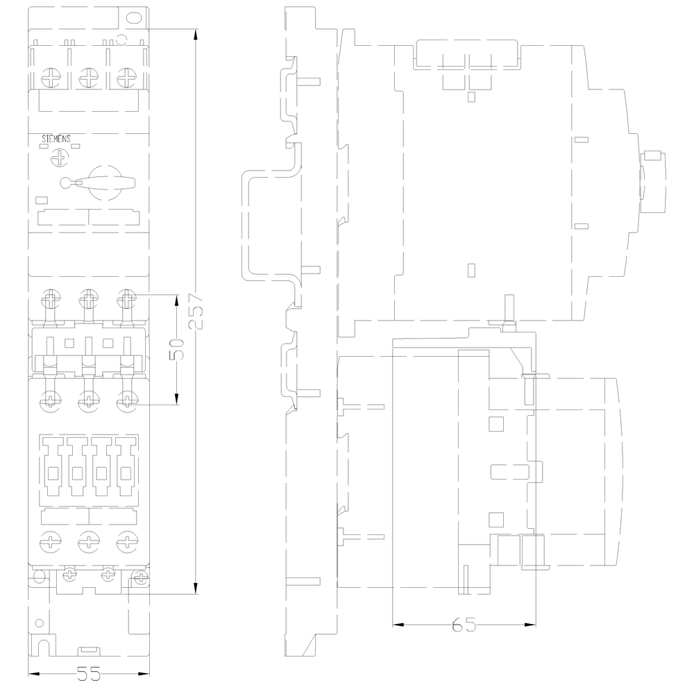 Spojovací modul, elektricky a mechanicky pro 3RV1.31 a 3RT1.3., ovládání AC