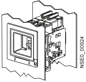 accessory for VL160, VL250, masking frame for door cut-out IP40, for fixed/plug-in mounting, w/ motor. op. mech. with RCD module (RCD)