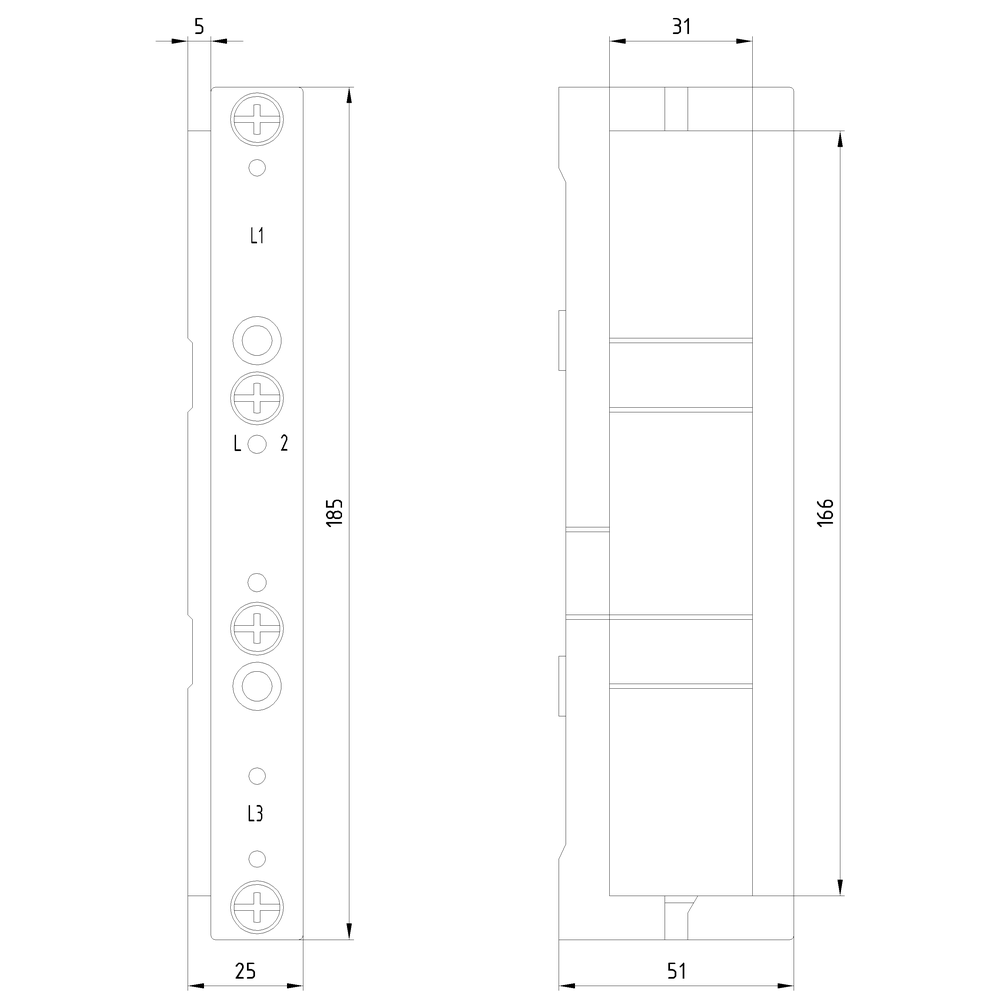 Přípojnicový systém, příslušenství vzdálenost mezi středy lišt 60mm koncový kryt