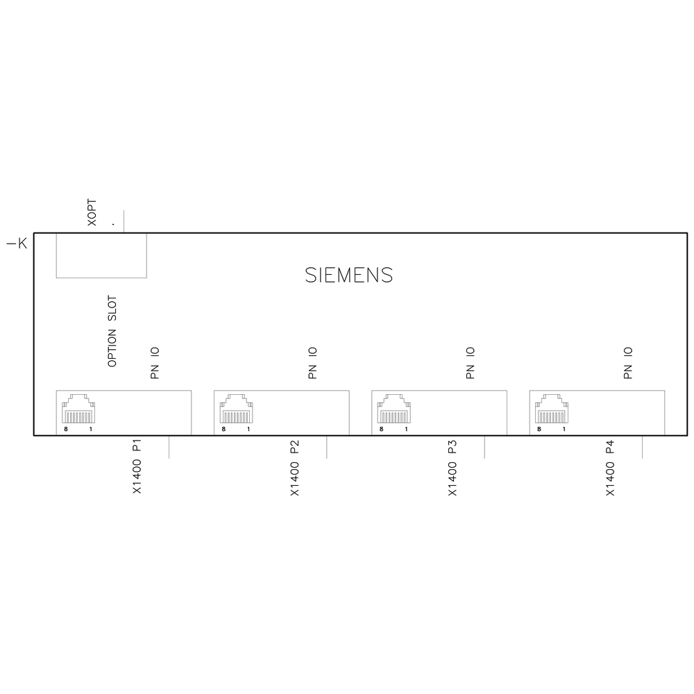 SINAMICS S120 CBE20 PROFINET module painted for connection to PROFINET IO with 4 RJ45 ports with switch functionality