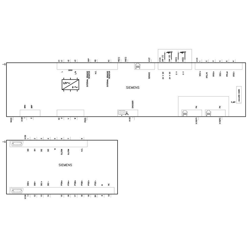 SINAMICS S200, with PROFINET Input voltage: 200-240 V 1/3 AC; -15%/+10%; 1.2/0.6A 50/60Hz; Output voltage: 0-inpu 0.8A; 0-550Hz; Motor: 0.1kW Degre...