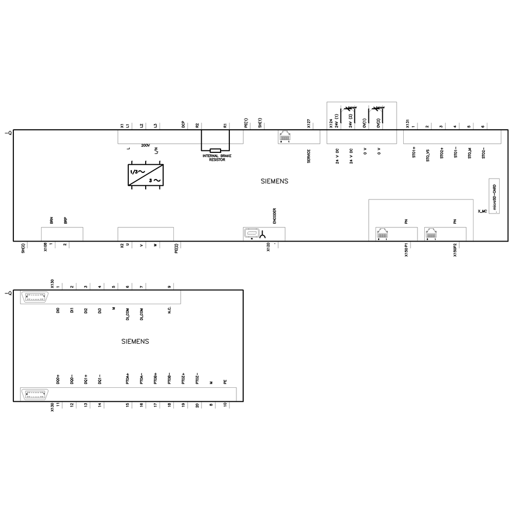 SINAMICS S200, with PROFINET Input voltage: 200-240 V 1/3 AC; -15%/+10%; 3.0/1.8A 50/60Hz; Output voltage: 0-inpu 2.4A; 0-550Hz; Motor: 0.4kW Degre...