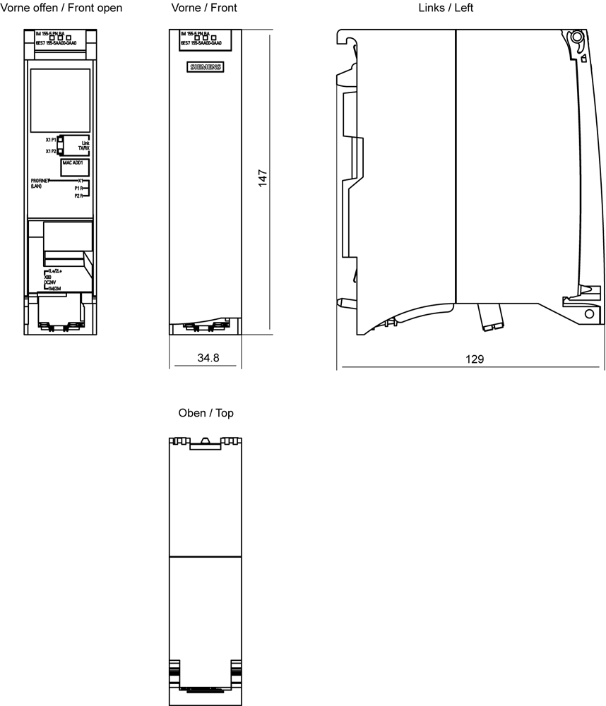 6ES7155-5AA00-0AA0 SIMATIC ET 200MP IM 155-5 PN BA For up to 12 I/O modules