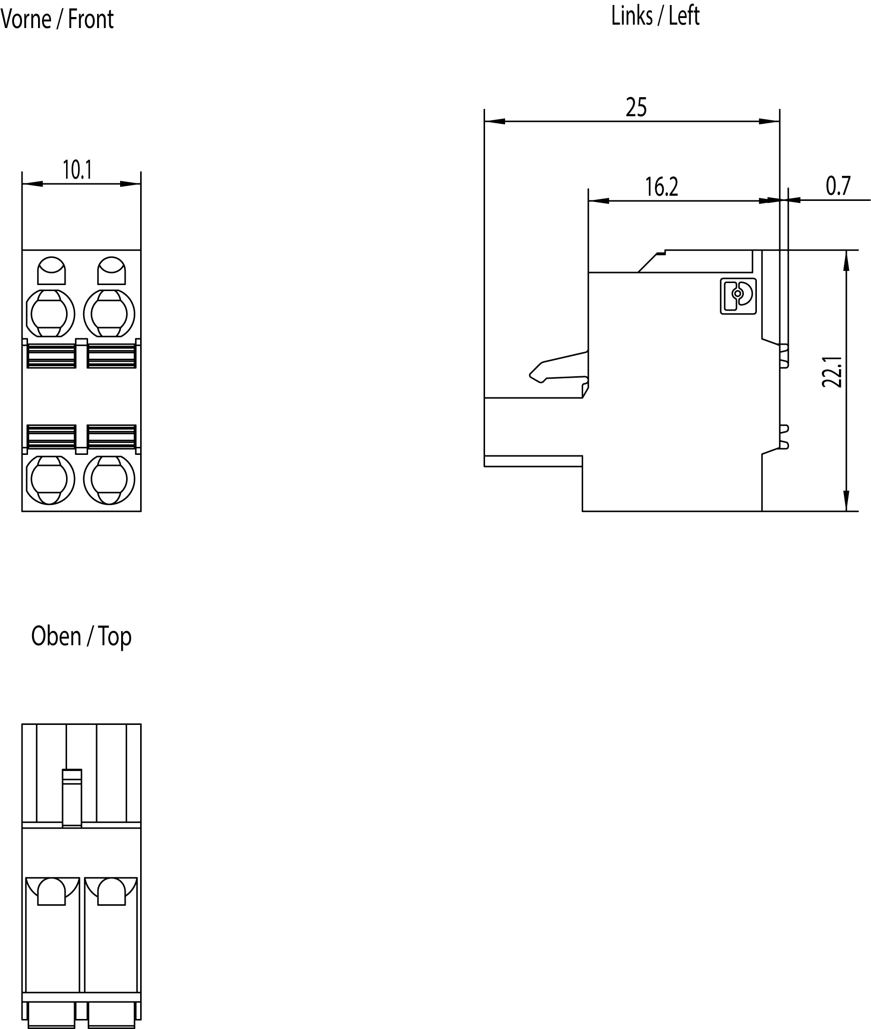 SIMATIC ET 200S Connector, female, 2x2-pin