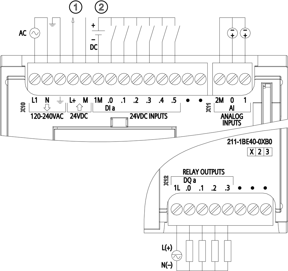 SIMATIC S7-1200, CPU 1211C, Kompaktní CPU, AC/DC/Relé, integrované I/O: 6 DI DC 24V, 4 DO Relé 2A, 2 AI 0-10V DC, Zdroj: AC 85-264V AC při 47-63Hz,...