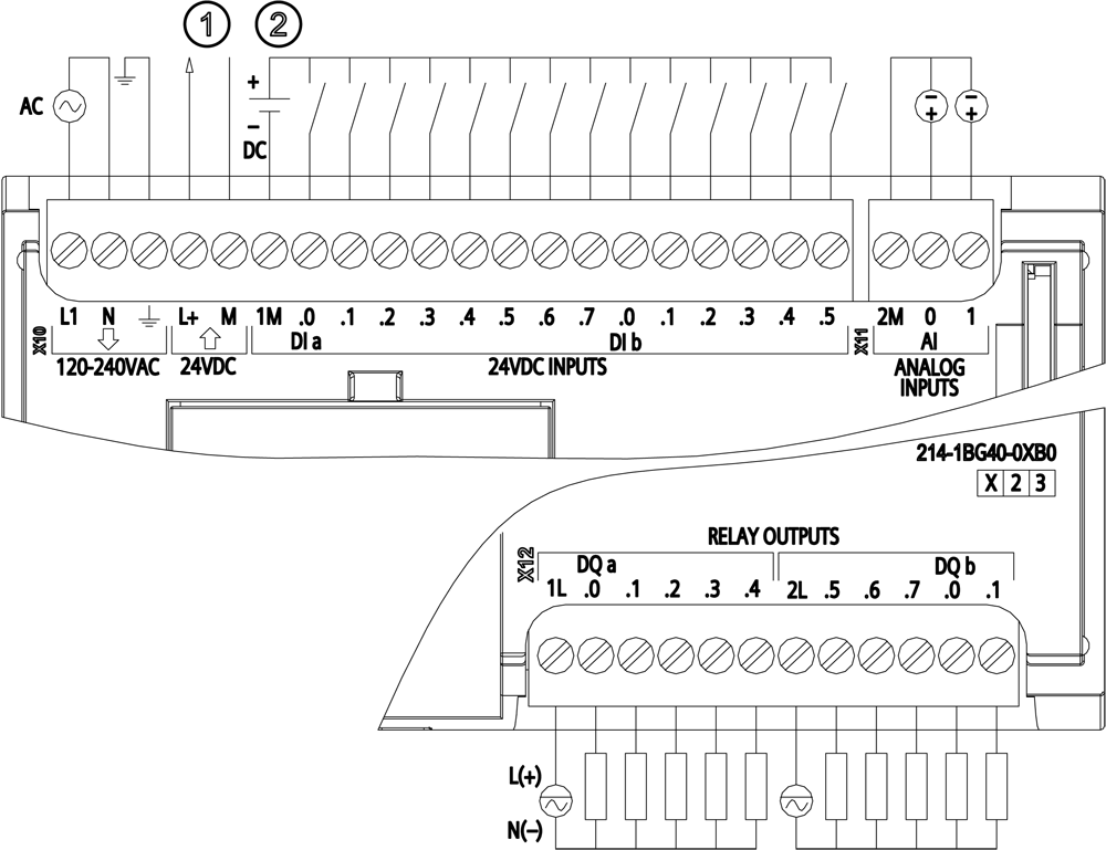 SIMATIC S7-1200, CPU 1214C, Kompaktní CPU, AC/DC/Relé, integrované I/O: 14 DI DC 24V, 10 DO Relé 2A, 2 AI 0-10V DC, Zdroj: AC 85-264V AC při 47-63H...
