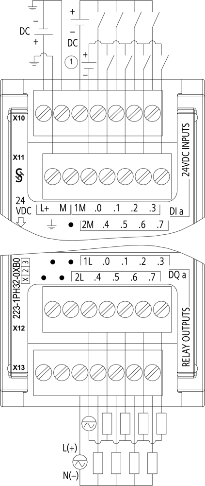 SIMATIC S7-1200, Digitální I/O SM 1223, 8 DI/8 DO, 8 DI DC 24V, Sink/Source, 8 DO, Relé 2A