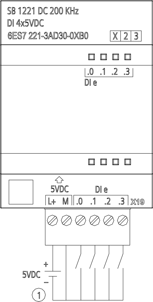 SIMATIC S7-1200, Digitální vstup SB 1221, 4DI, 5V DC 200kHz, typ Source