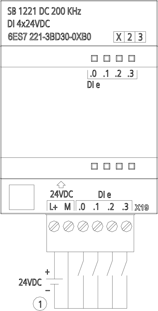 SIMATIC S7-1200, Digitální vstup SB 1221, 4DI, DC 24V 200kHz, typ Source