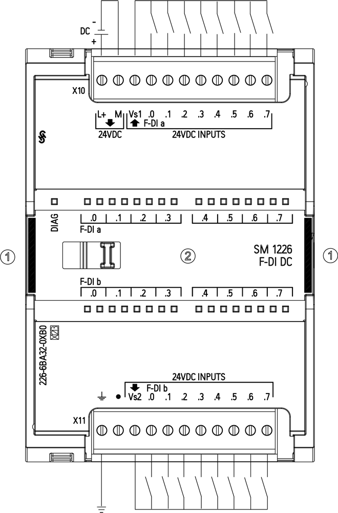 SIMATIC S7-1200, Digitální vstup SM 1226, F-DI 16X DC 24V, PROFIsafe, 70mm celková šířka, až do PL E (ISO 13849-1)/ SIL3 (IEC 61508)