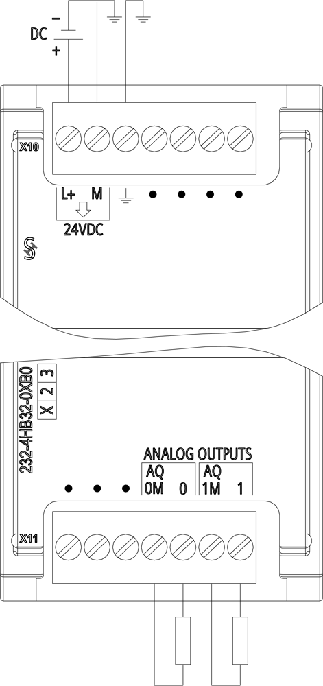 SIMATIC S7-1200, Analogový výstup, SM 1232, 2 AO, +/-10V, 14 Bit rozlišení, nebo 0-20mA/4-20mA, 13 Bit rozlišení