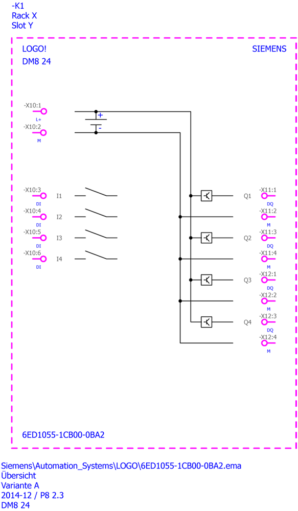 6ED1055-1CB00-0BA2 LOGO! DM8 24 Rozšiřující modul, SV/I/O: 24V/24V/Tranzistor, 4 DE/4 DA pro LOGO! 8